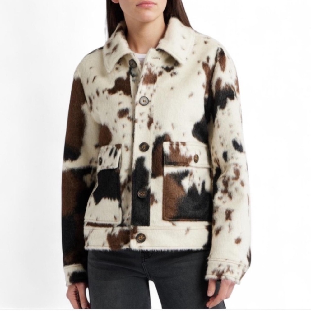 Bernardo Cow Print Faux Fur Jacket - Picture 6 of 7